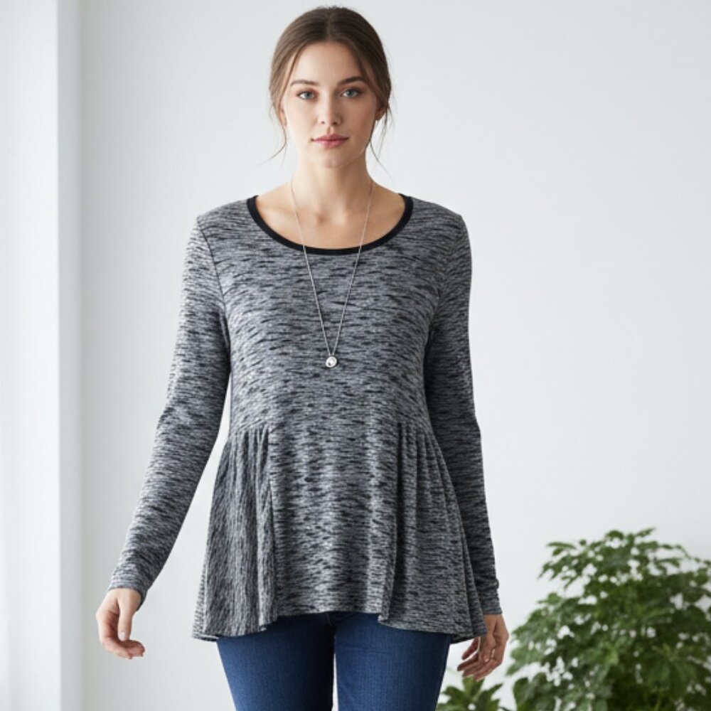 Altar'd State M Women's Blue Space Dye Swing‎ Knit Top Boho Coastal Casual Chic